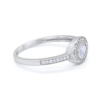Sideways Oval Wedding Ring Simulated CZ 925 Sterling Silver